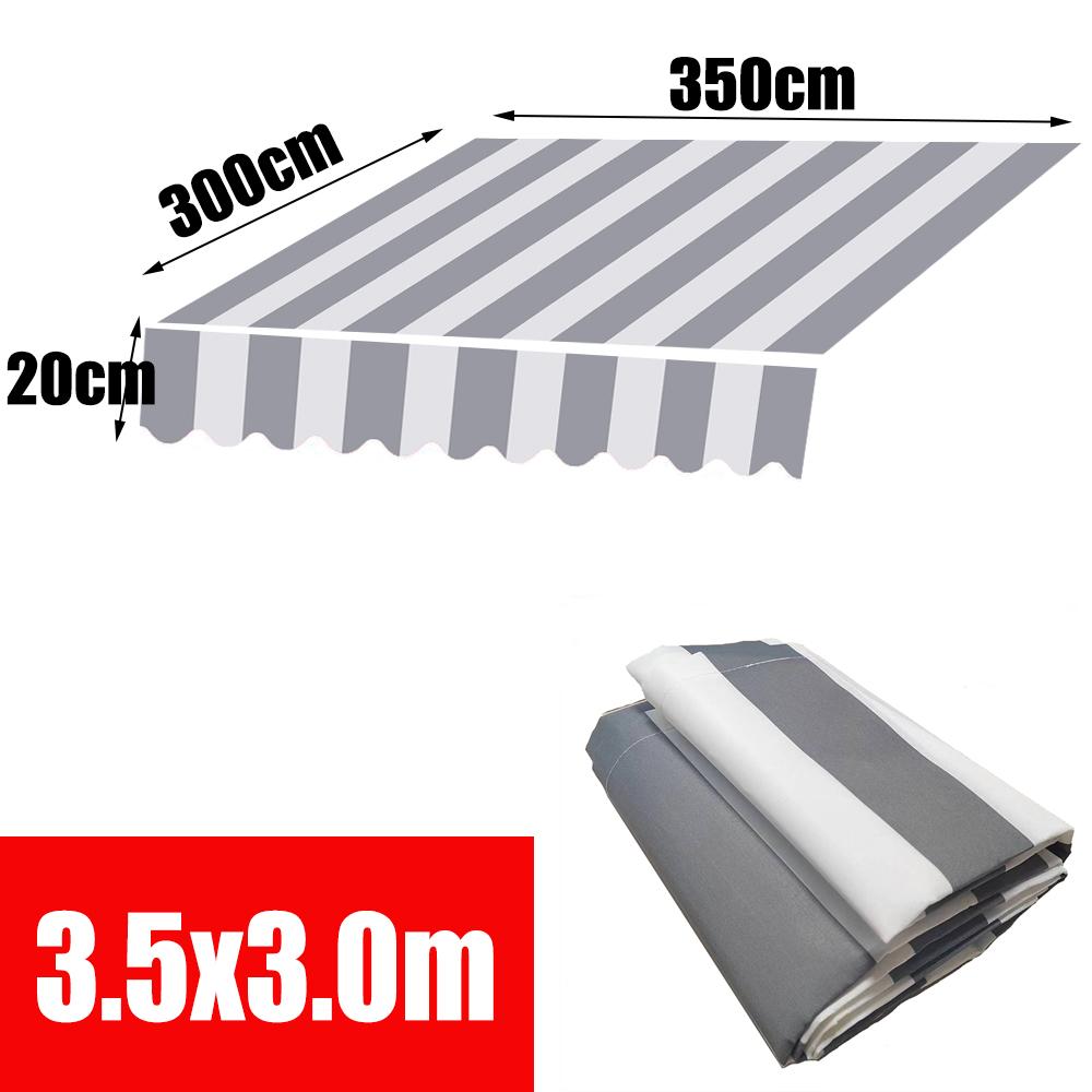 Outdoor Retractable Telescopic Canopy White+Gray Stripes 10cm Space Courtyard Awning Replacement Fabric IP4 Waterproof Cloth