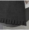 Plus Size Gray Wool Pleated Lace Skirt with Ruffle Hem - High Waist Bodycon for Autumn/Winter