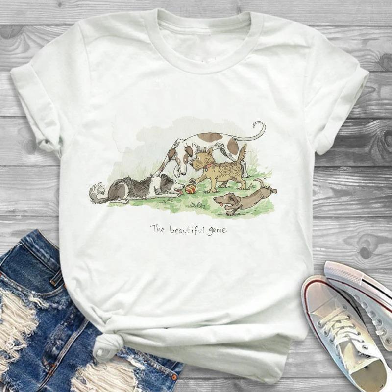 Lovely Style Pet Print T-Shirt Crew Neck Casual Short Sleeve T-Shirt Spring Summer Women's Clothing Fashion Simple Short Sleeve