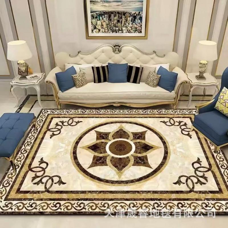 Modern Marble Print Area Rug Living Room Sofa Coffee Table Decorative Floor Mat Crystal Velvet Non-Slip Durable Washable