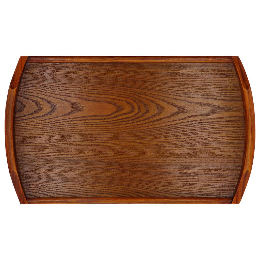 45x27x4.5cm Rektangulært Trebrett Bærbart Te Dessert Fruktbrett med Håndtak for Hjem Hotell