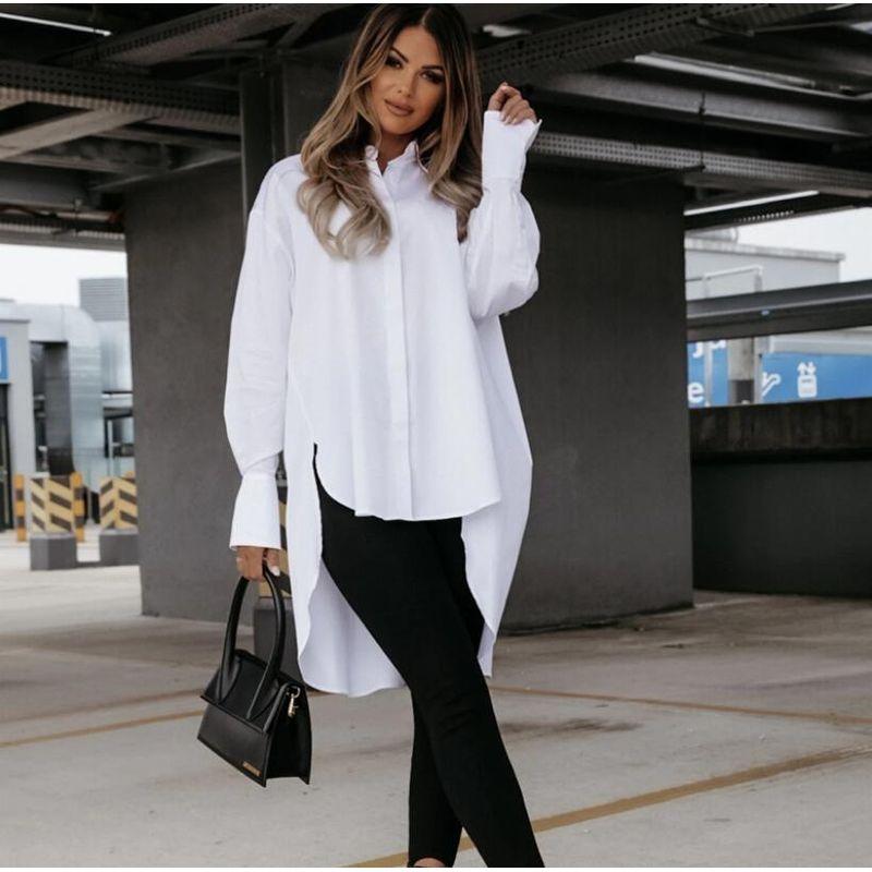 

Polo Single-Breasted Split Shirt Long-Sleeve Shirt White L