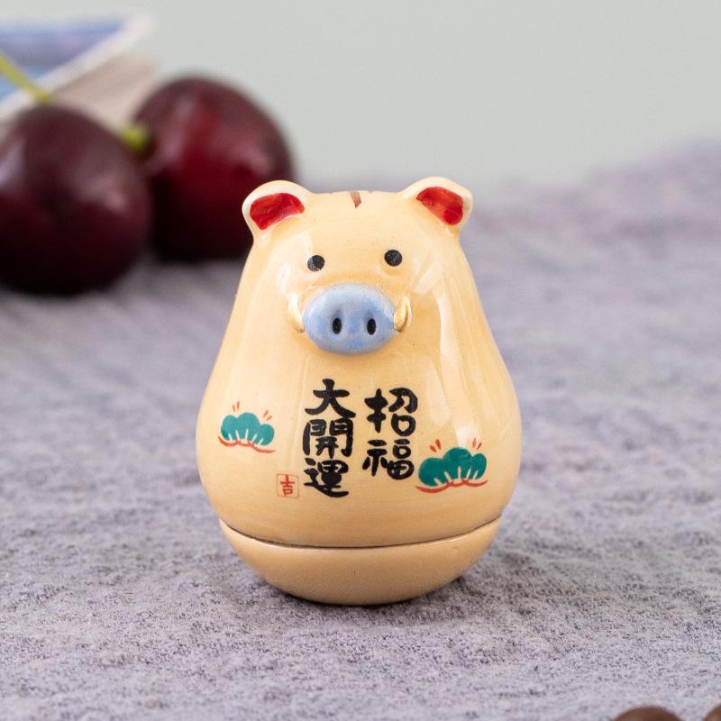 Ceramic Maneki Neko Home Decor Lucky Cat Tumbler Feng Shui Ceramic Fortune Cat Statue Room Decor Accessories Office Decoration