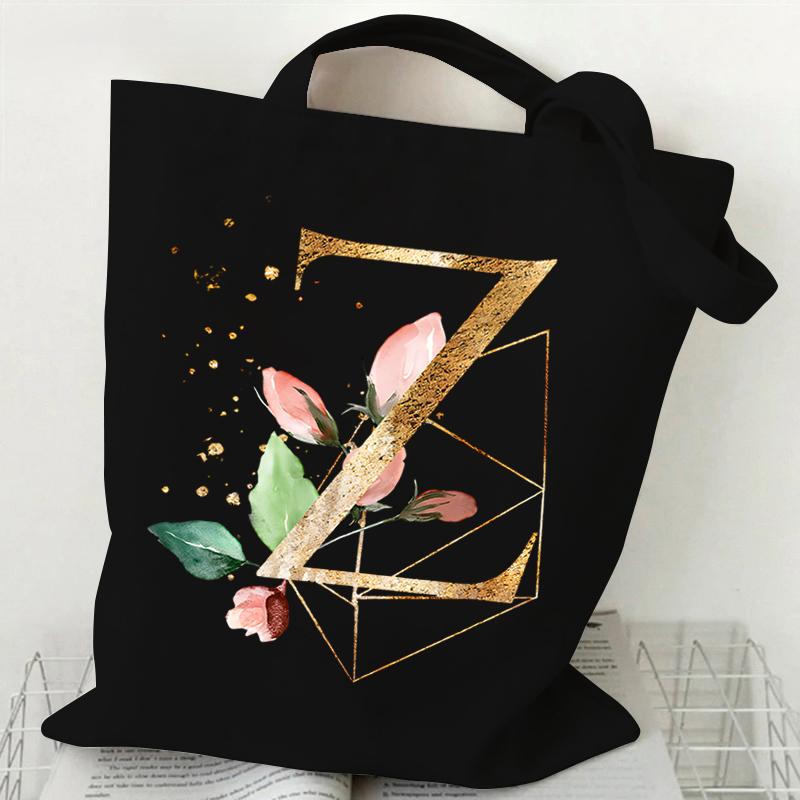 Print Canvas Bag Women's Shoulder Bag Fashion Floral Letter Ladies Hand Bags Alphabet Tote Bag