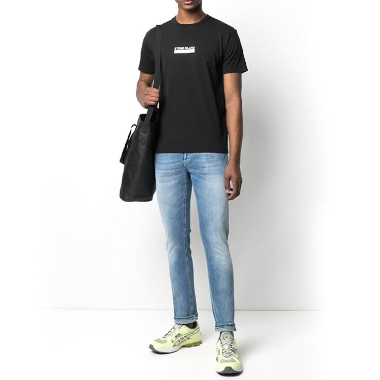 Stone Island Crew Neck Letter Print Short Sleeve T-Shirt Men tops Black MO74152NS55-V0029