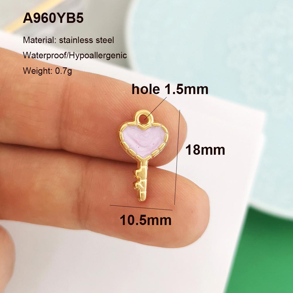 2pcs/lot Stainless Steel Pendant Charm Key Fish Lobster Flower Shell Conch Cherry Enamel Necklace Gold PVD