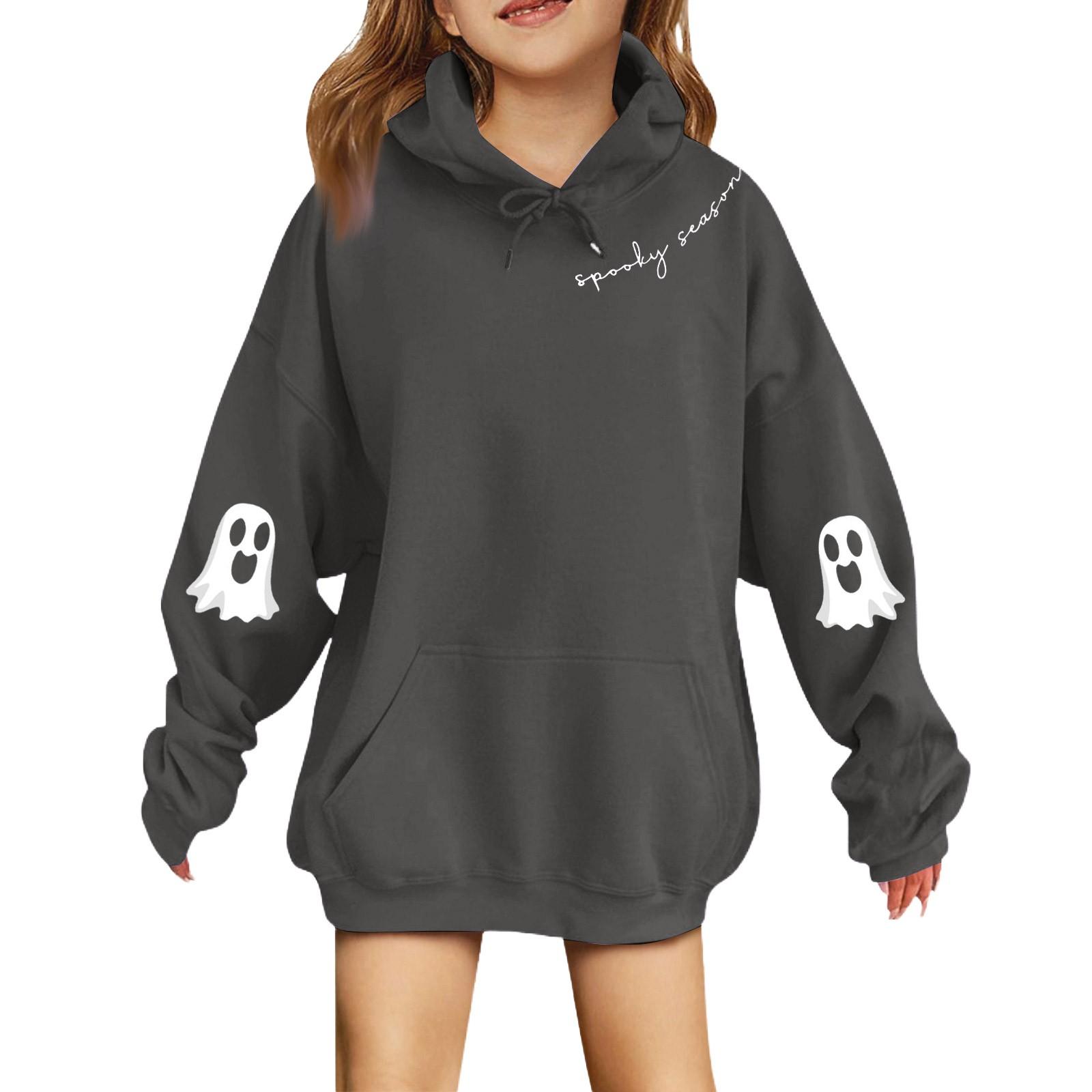 

Fashionable Boys And Girls Hooded Halloween Small Print Children s Pullover Tops 150