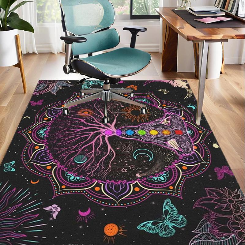 Moonlit Meditation Office Rug Chair Mat, Entryway Carpet, Suitable for Front Door, Bedroom, Living Room, Desk, Holiday Gift