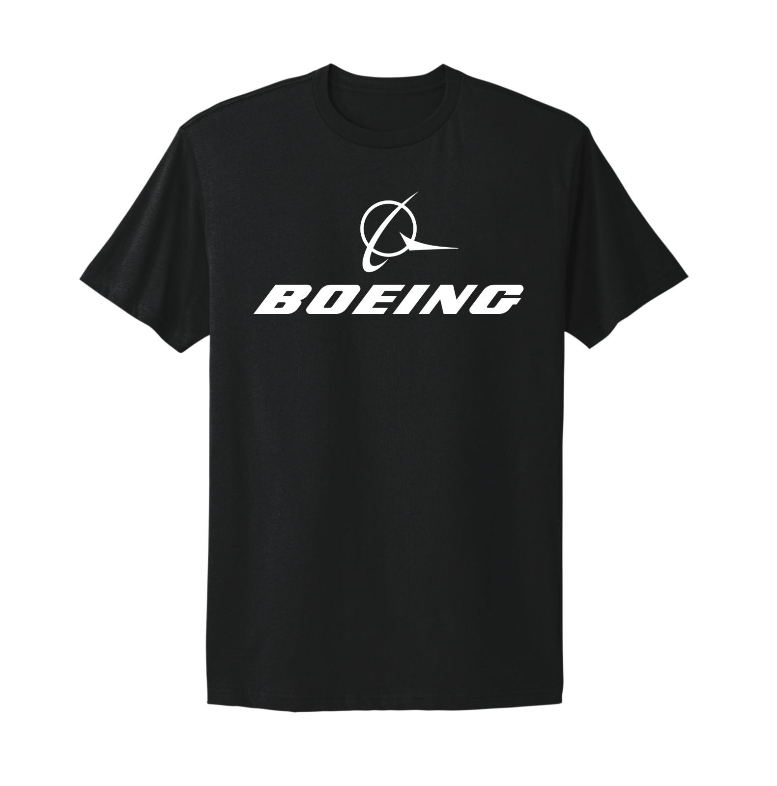 Boeing Aerospace Aviation American Aircraft Company Logo Black T-shirt L