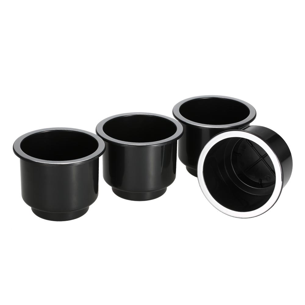 4 Pc Plastic Cup Holder Set Drop In Black   for Car Boat Marine