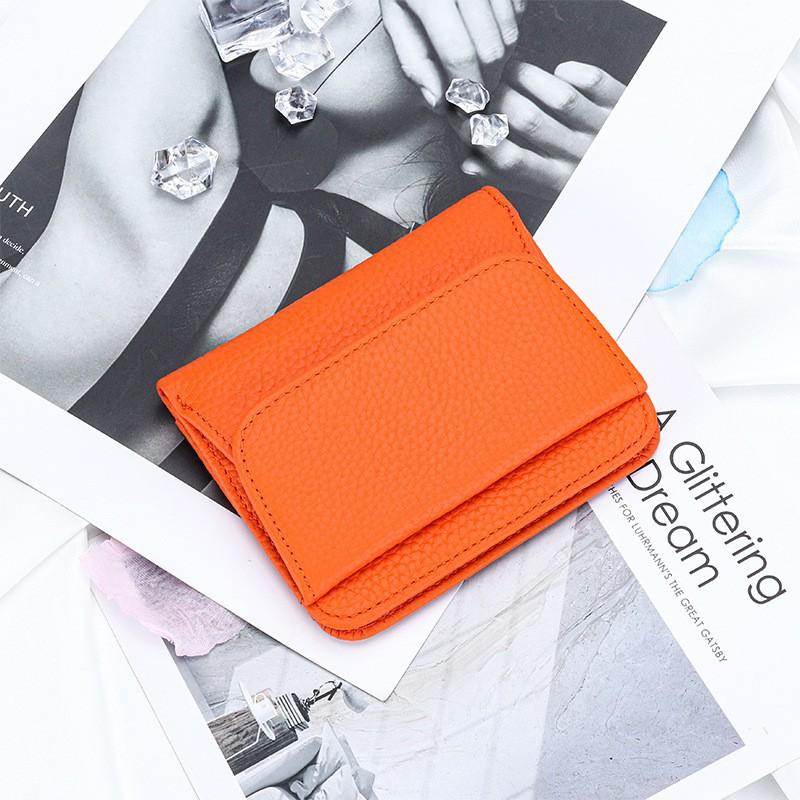 Pure Cowhide Wallet Women's Genuine Leather Short Multifunctional Folding Large Capacity Clip