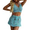2025 Trendy European & American Hand-Crocheted Bikini Bandeau with Versatile Pleated Skirt Swimsuit