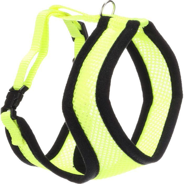 Harnais pour chat - FLAMINGO - Jaune fluo - Nylon respirant - Taille ajustable - Laisse incluse
