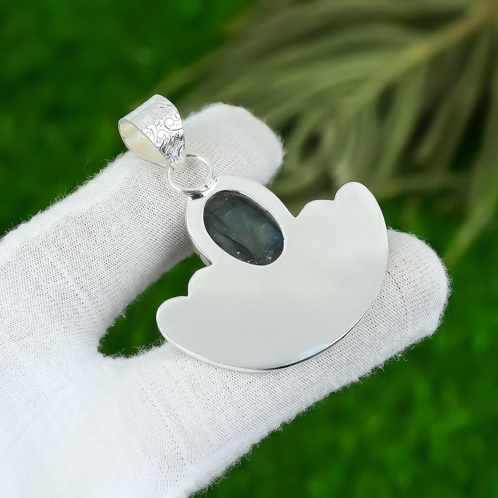 Mothers day Sale 925 Silver Labradorite Stone Bezel Elegant Boho Pendant Jewelry
