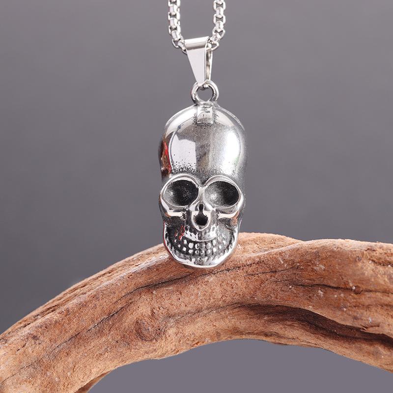 European and American Skull Personalized Necklace Punk Hip Hop Stainless Steel Necklace Retro Metal Style Mens Jewelry