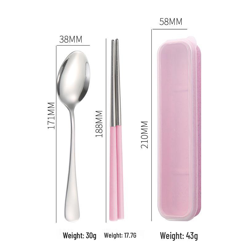 Stainless Steel Travel Cutlery Set: Fork, Spoon, Chopsticks with Portable Storage Box