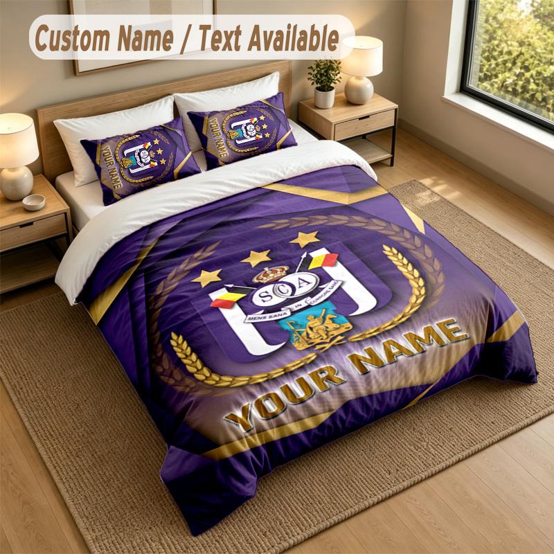 3Pcs Bedding Set Custom Name Text, 1 Sheet 2 Pillowcases Home Bed DecorAnderlecht FC