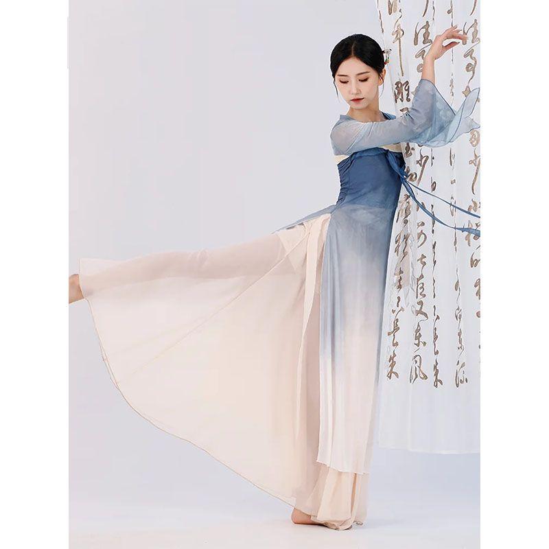 Chinese Classical Dance Wear For Women Elegant Practice Clothes With Ribbons