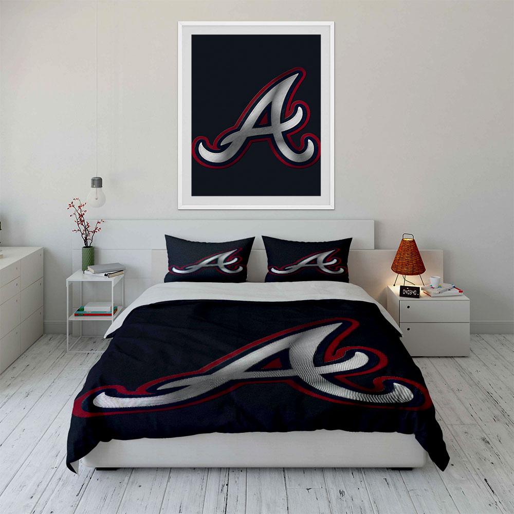 Stylish Embroidered "A" Logo Design Print Bedding Set Duvet Cover Pillowcases (1* Duvet Cover 2* Pillowcases Do Not Include Comforter)