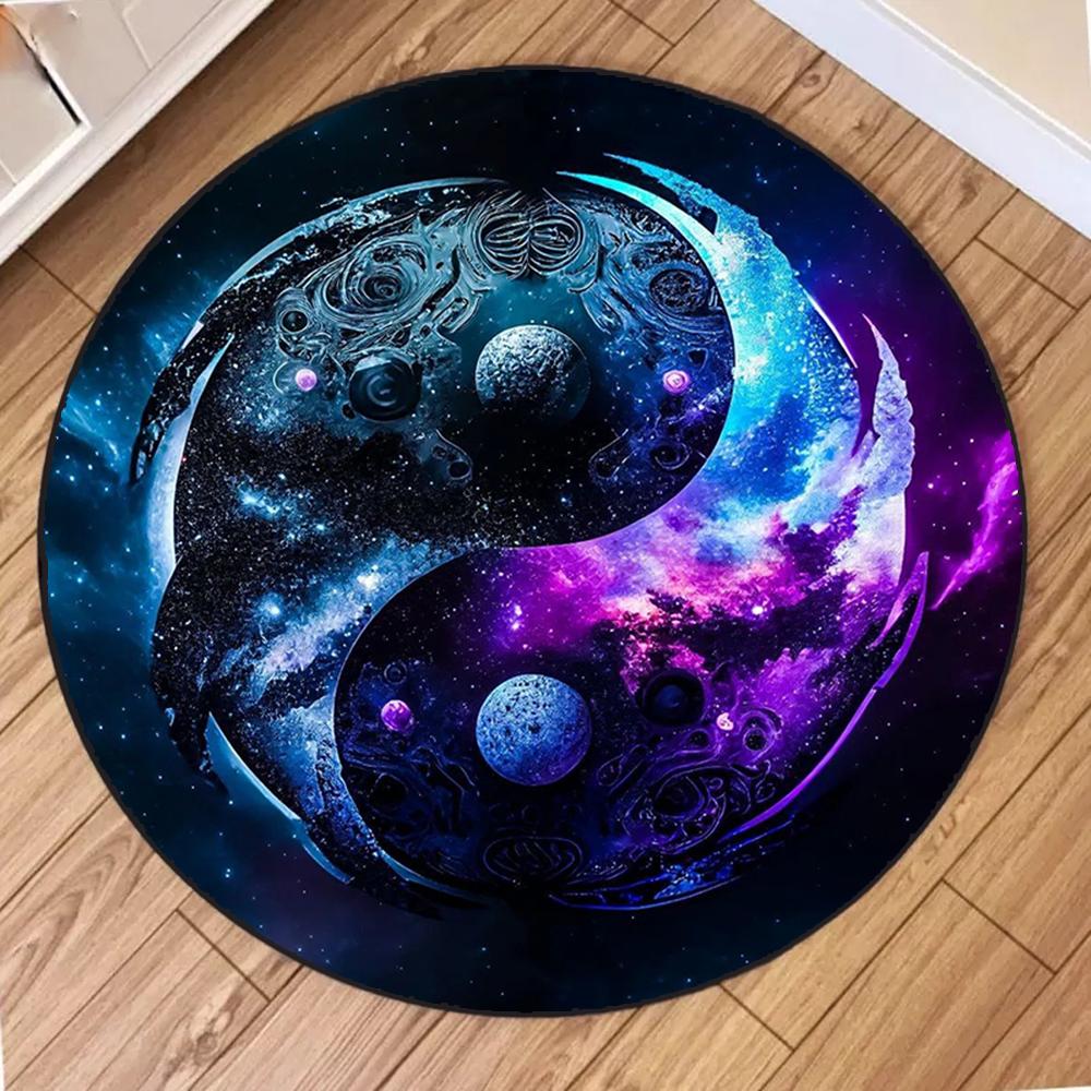 

Taiji Design Round Carpet for Home Living Room Decor Bedroom Sofa Floor Decoration Rug Non-slip Washable Large Size Area Mat 60cm