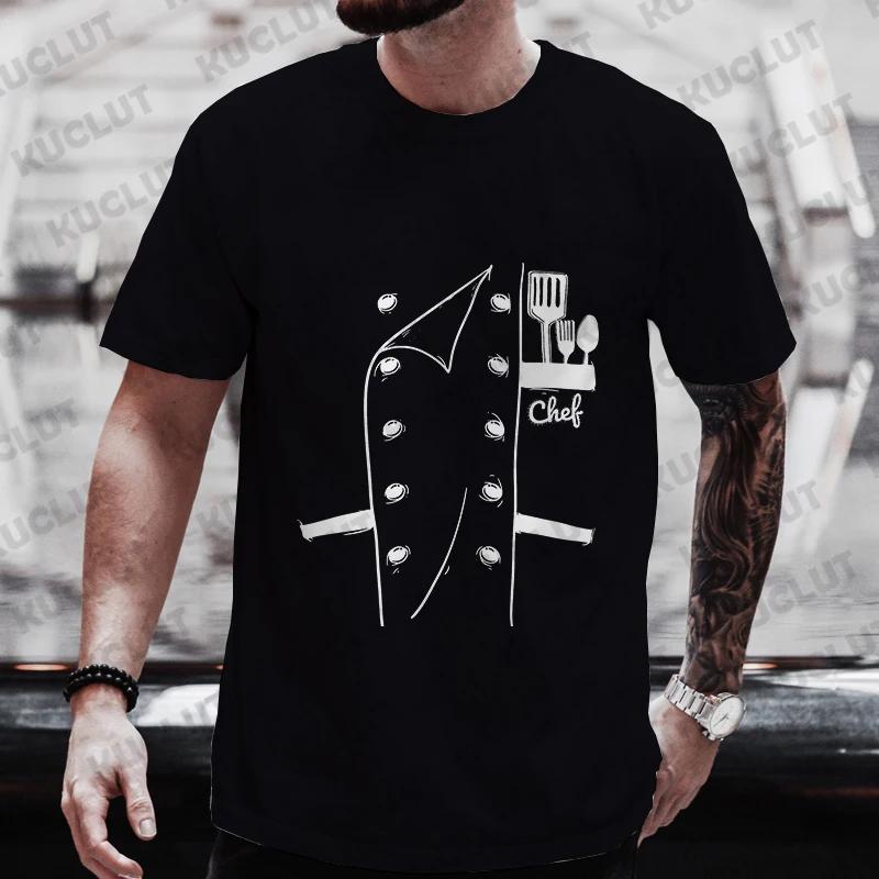 Смешная Футболка Шеф-повара Мужская с Коротким Рукавом Футболка Повара Шеф-повара Модная Графическая С Круглым Вырезом Летняя Футболка с Коротким Рукавом Мужские Оверсайз Футболки S