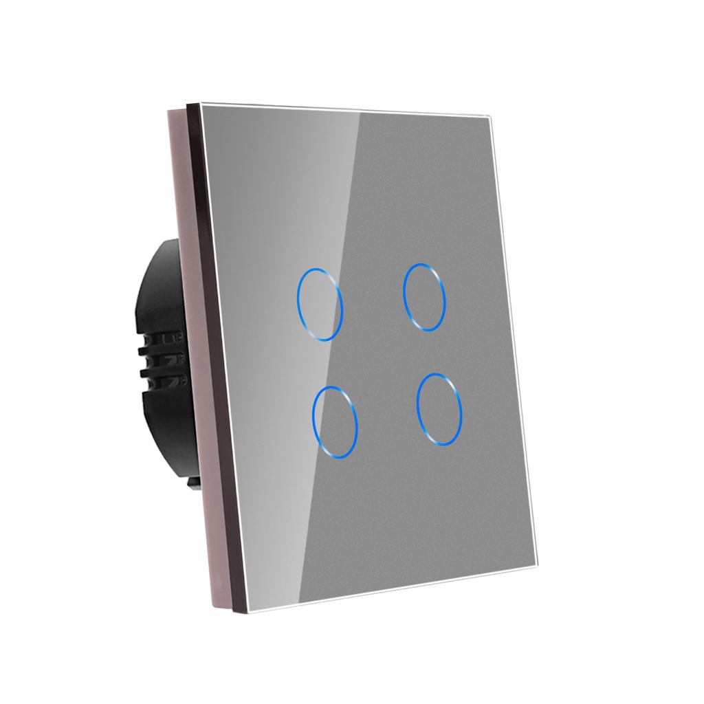 Bingoelec Wifi EU 1/2/3/4-fach Tuya Heimschalter Licht Alexa Steuerung Touch Glaswand Elektrischer Smarter Schalter