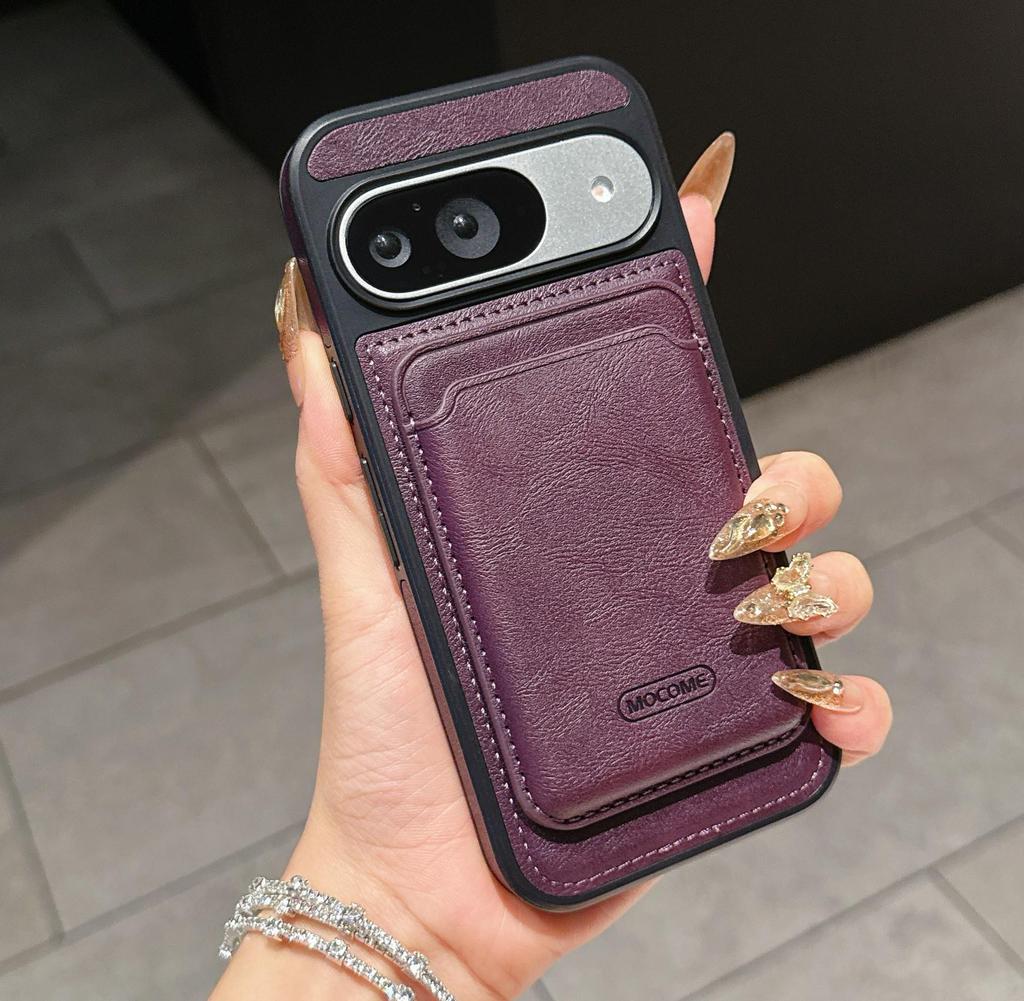 Google Pixel 10Pro XL Pindun Leather Case: Magnetic Card Holder with 9 Card Slots & Wireless Charging