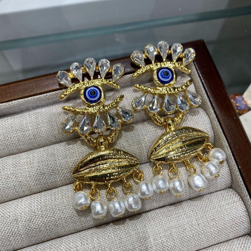 Medieval Vintage Western Retro Totem Stud Earrings, Personalized Fashion Exaggerated Eye Shape Earrings