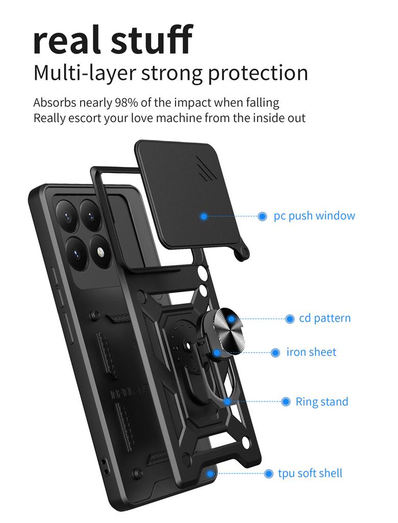 For Xiaomi 15T 5G Case Armor Slide Camera Lens Protection Phone Cover For Mi 15T Mi15t 15 T Xiaomi15T Magnetic Ring Stand Funda