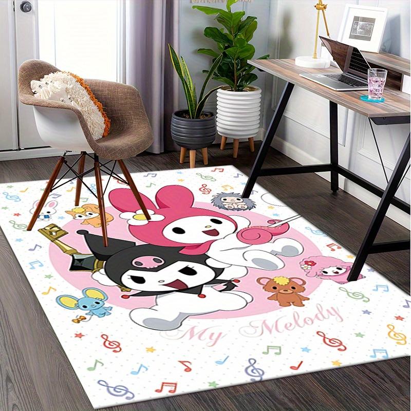 Office Rug My Melody, Kuromi Anti-Slip Rug, Machine Washable for Living Room, Bedroom, Office, Multiple Sizes, Bedroom Mat, Decorative Mat, Durable Ma
