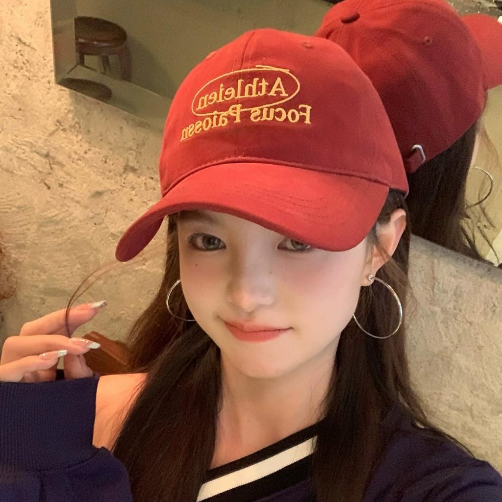Ins Trendy Brand Retro Red Letter Embroidered Baseball Cap Female Casual Versatile Literary and Artistic Face Small Peaked Cap Male