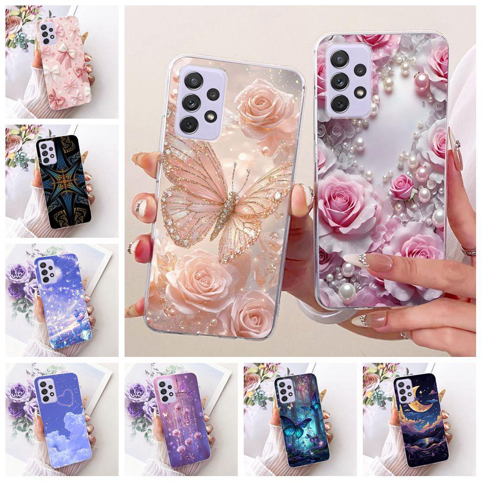 Transparent For Samsung Galaxy A72 4G Case Cute Fashion Flowers Funny Painted Casing For Samsung A72 4G SM-A725M SM-A725F Cover