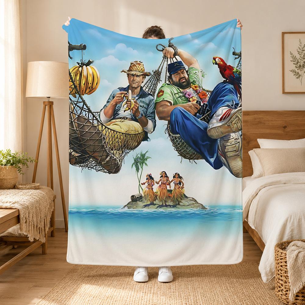 Terence Hill and Bud Spencer Actors Throw 240g flannel blanket, suitable for sofas, beds, offices, exquisite gift blankets