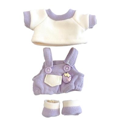 Sada trička, overalu a bot pro 10cm panenky, levandulová, plyšová hračka, kigurumi, doplňky, otaku aktivity, panenka, maskot, kostým kpopdoll [Použité]