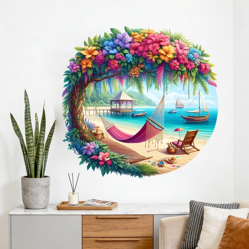 Tropical Beach View Bedroom Living Room Balcony Entrance Self-adhesive Sticker
