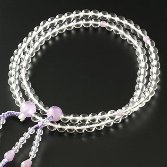 Kyoto Buddhist Altar Hayashi Prayer Beads for Eight Sects Eight Genuine Crystal with Fujimo Stone Official Ceremony Bag Kyoto Prayer Beads (For Sects)