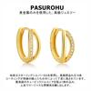 Pasurohu 18K Gold Silver Highest Quality Cubic Double Hoop Rose Genuine Jewelry Earrings, K18, Coating, 925, Zirconia, Ring, Popular, Earrings,
