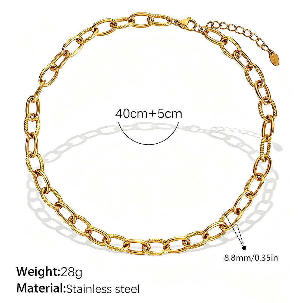 Europäische Retro 18K Gold Halskette für Damen - Hochwertiger schlichter Stil mit vielfältigen Designs und Edelstahlkette