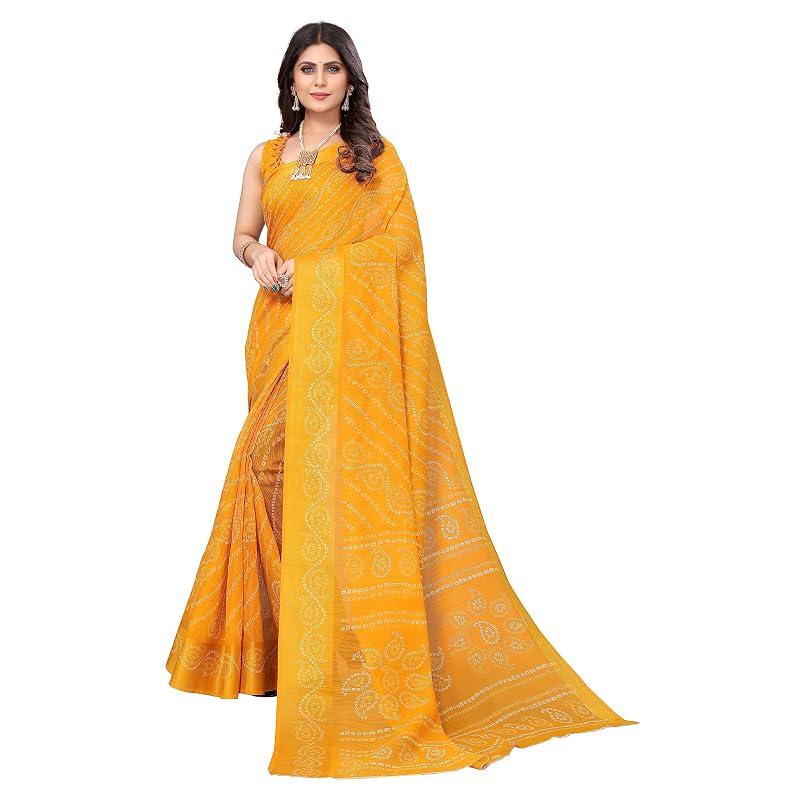 Yashika Women' Linen Jari Printed Saree With Blouse Piece(JETPURI )