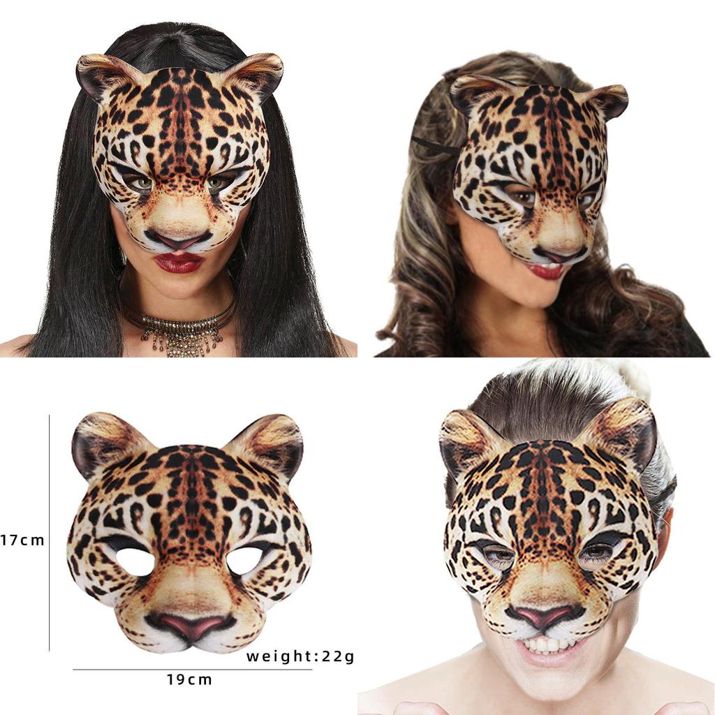 Halloween Cheetah Face Mask Eva Material For Costume Party And Diy Decor
