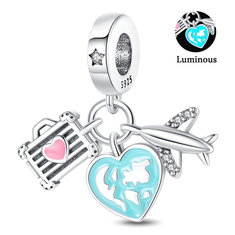 Charm Bead Components Compatible With Pan Copper Metal Firefly Ocean Star Butterfly Glowing Changing Color Trendy Authentic Original Bracelets Do It