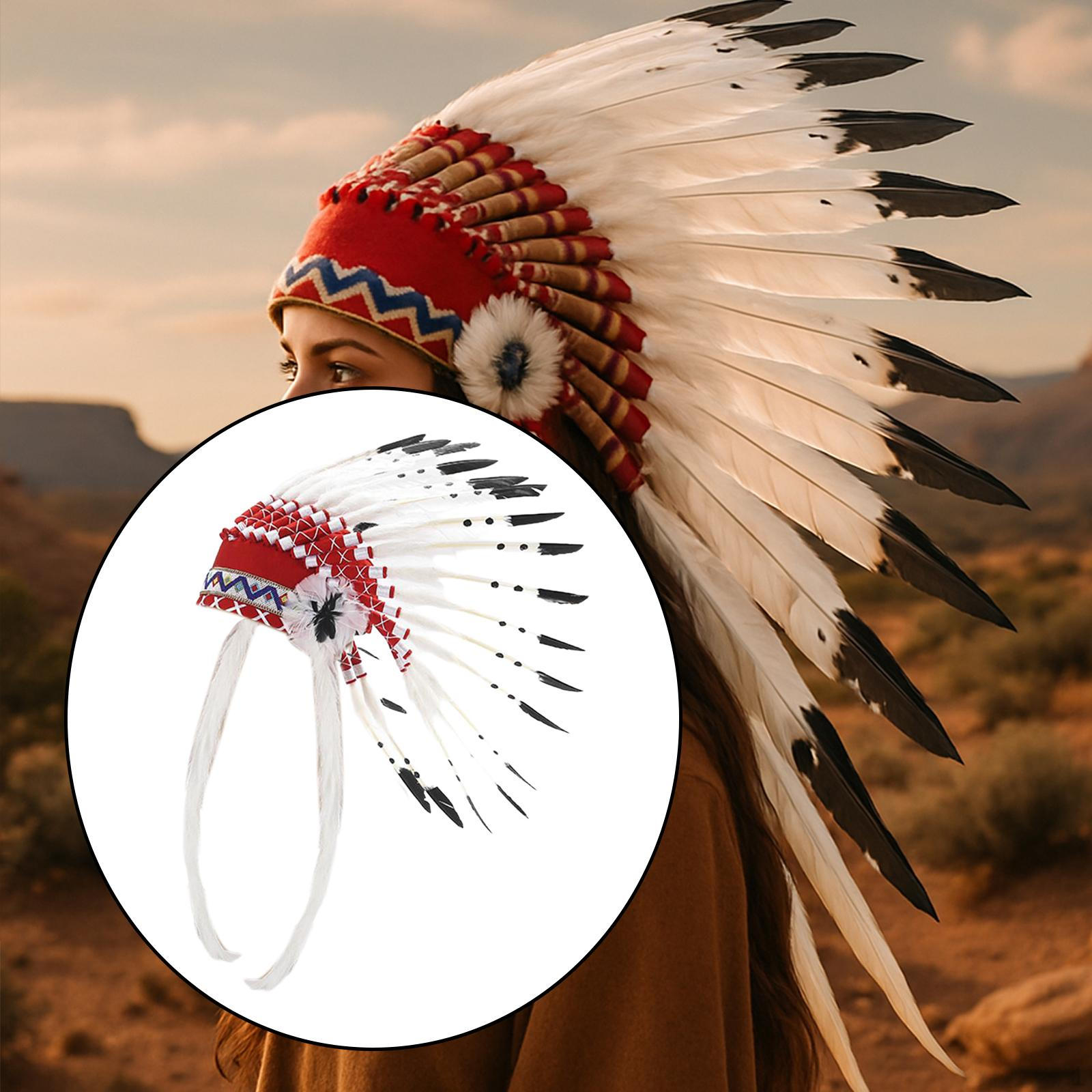 

Индейский головной убор Повязка на голову Головной убор для выступления Хэллоуин Косплей Танцевальное шоу