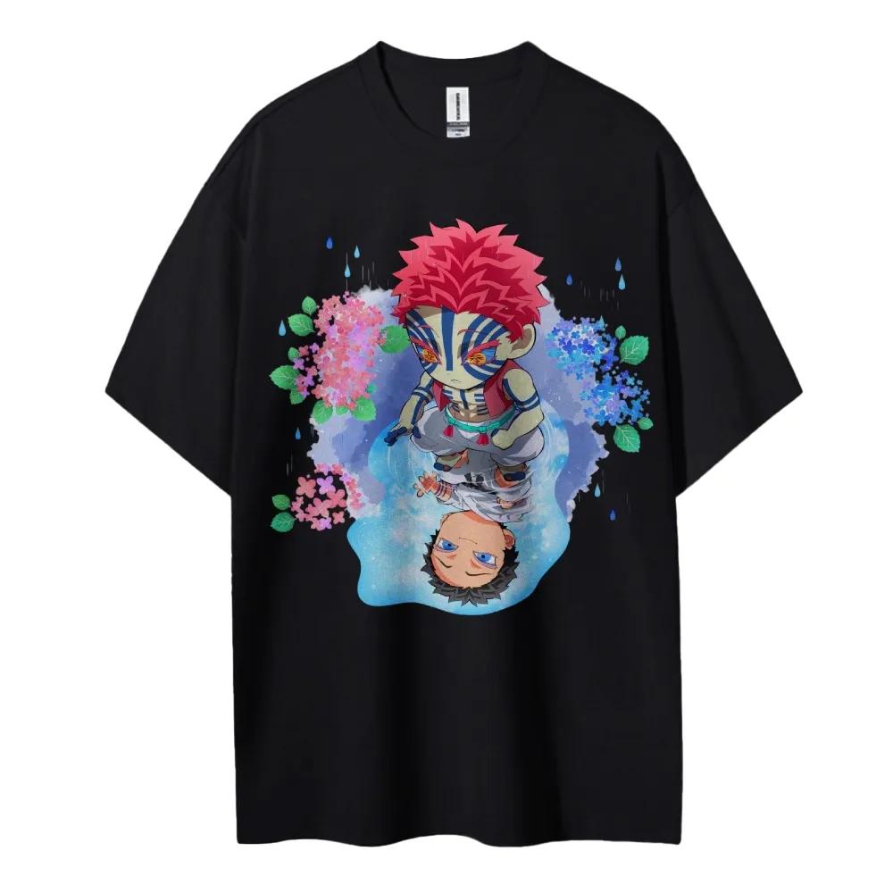 

Akaza Anime Fan Enthusiast Tshirt for Daily Street Wear and Unisexs Short Sleeved Outfit in The Anime Blade of The Demon Slayer S