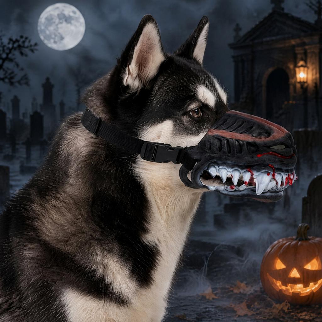 Hell Hound Monster Mask Scary Natural Latex Dog Costume Muzzle Pet Lifelike Teeth Mask for Small Medium and Large Dog