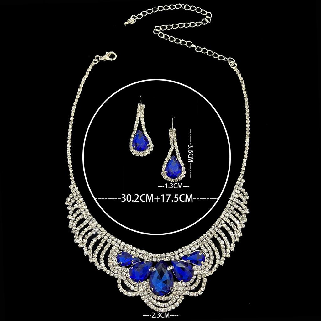 3 Wedding Season Women's Wave Drop Necklace and Earring Set for Banquet and Party Accessories