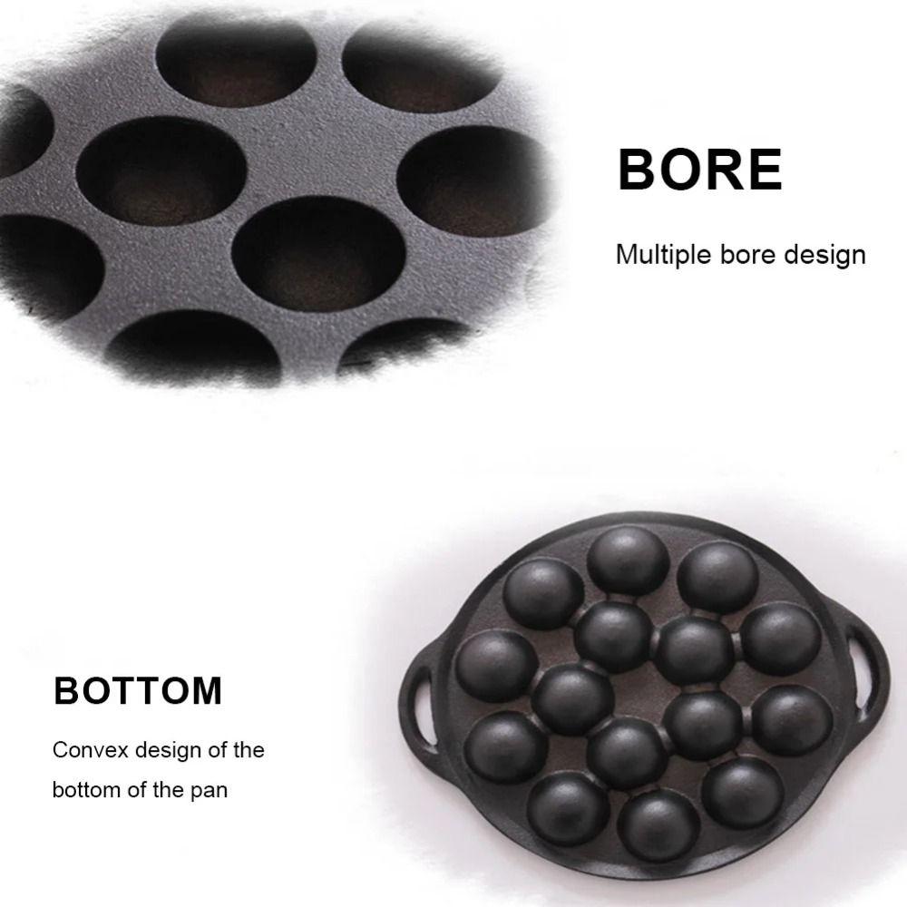 15 Holes Cast Iron Takoyaki Pan Cast Iron Takoyaki Grill Pan Octopus Balls Grill Plate  Kitchen Use