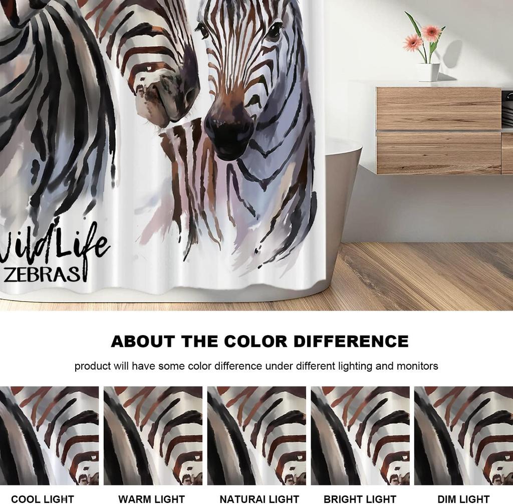 Zebra Sprchový závěs Divoká zvířata Matka a mládě zebra Zvířecí design Černobílé pruhy Koupelnová dekorace Voděodolná látka Safari