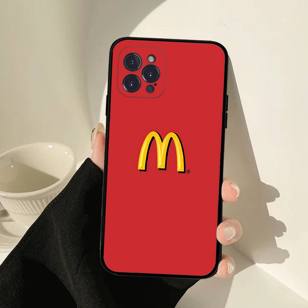 M Famous LOGO M-McDonaldes Phone Case For IPhone 17 16 15 14 13 12 11 Pro Max Plus Mini Soft Black Cover