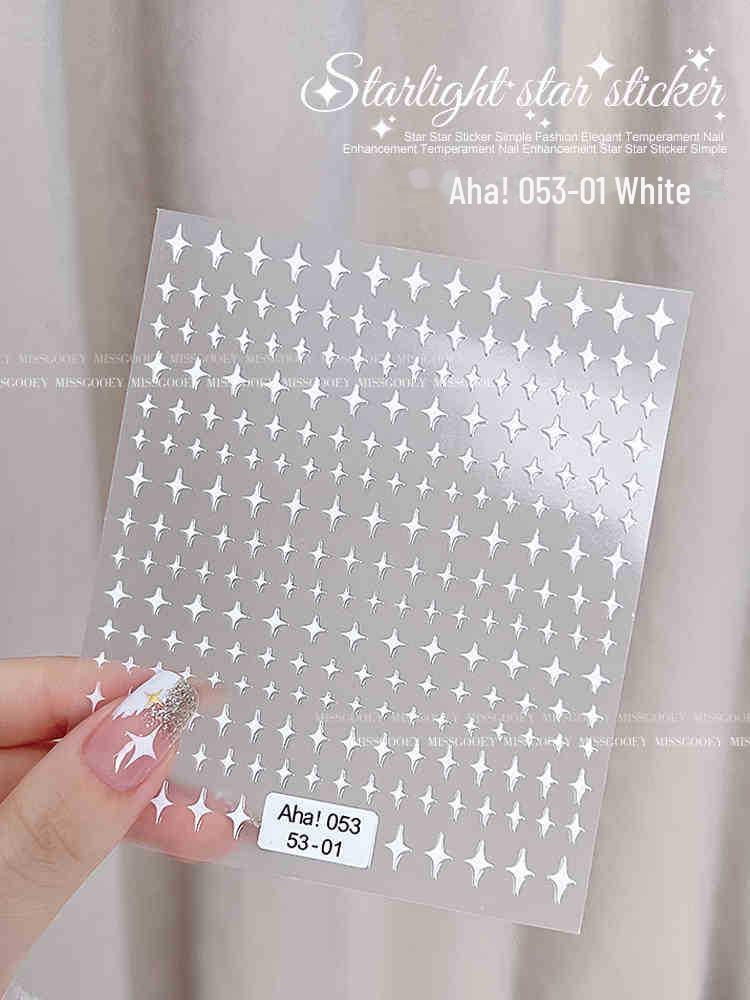 

3D золотые и серебряные наклейки для ногтей в виде звезд - интернет-тренд, маленькие самоклеящиеся украшения в виде звезд 053-1 белый