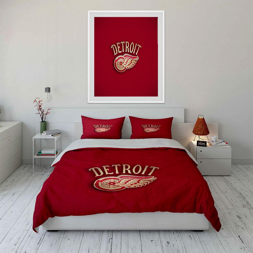 Detroit Logo Red Bedding Set Bedding Duvet Cover Set Duvet Cover Pillowcases (1 * Duvet Cover 2 * Pillowcases, Without Duvet Insert)
